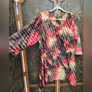 Vintage Y2K NOTATIONS Women's Multicolor Sparkly BLOUSE, Flowy Blouse Made In US